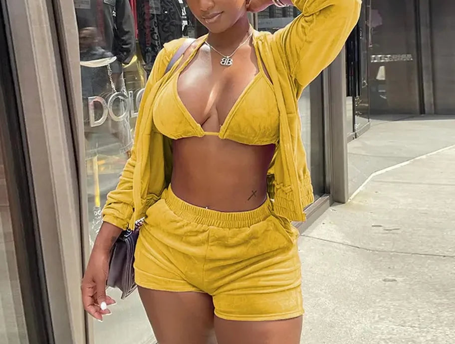 Velvet Tracksuit 3 Piece Set