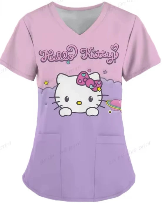 Cartoon Color Blocking Hello Kitty Printed