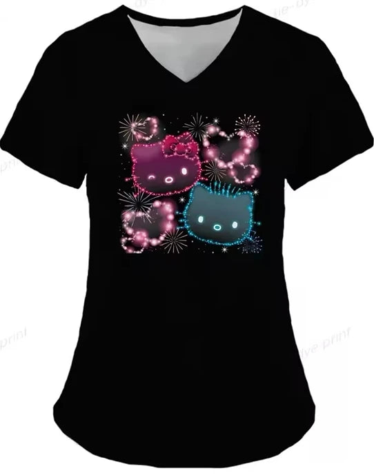 Cartoon Color Blocking Hello Kitty Printed