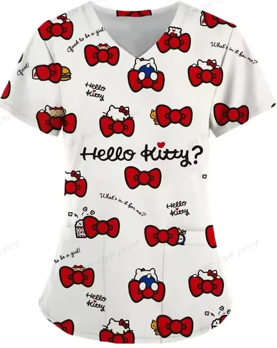 Cartoon Color Blocking Hello Kitty Printed