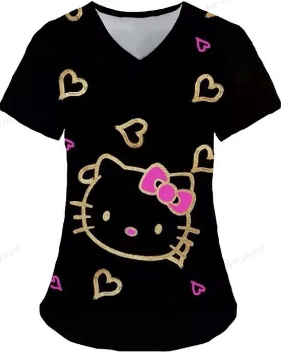 Cartoon Color Blocking Hello Kitty Printed