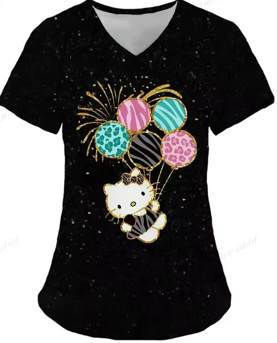 Cartoon Color Blocking Hello Kitty Printed