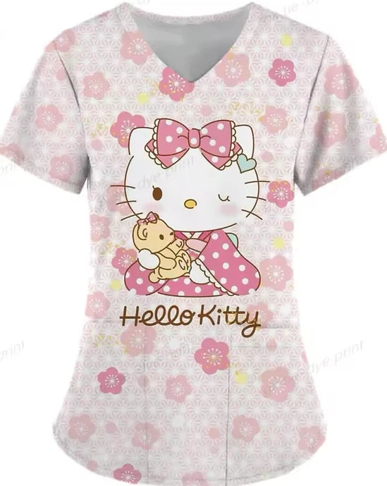 Cartoon Color Blocking Hello Kitty Printed