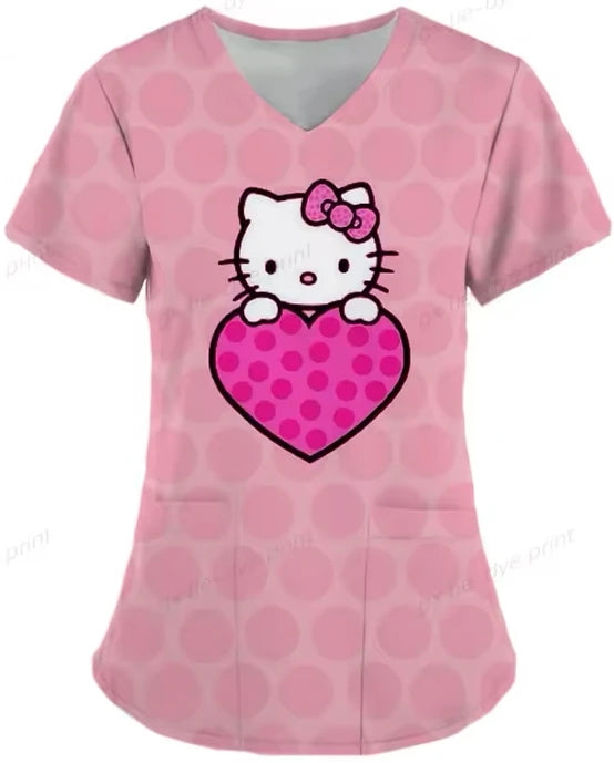 Cartoon Color Blocking Hello Kitty Printed