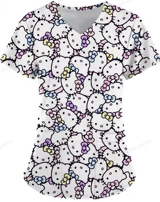 Cartoon Color Blocking Hello Kitty Printed