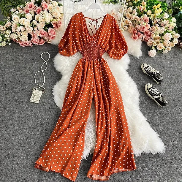 Women Wide Leg Trousers Jumpsuit