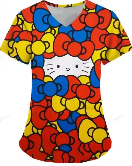 Cartoon Color Blocking Hello Kitty Printed