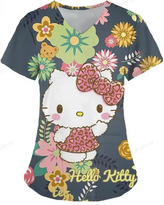 Cartoon Color Blocking Hello Kitty Printed