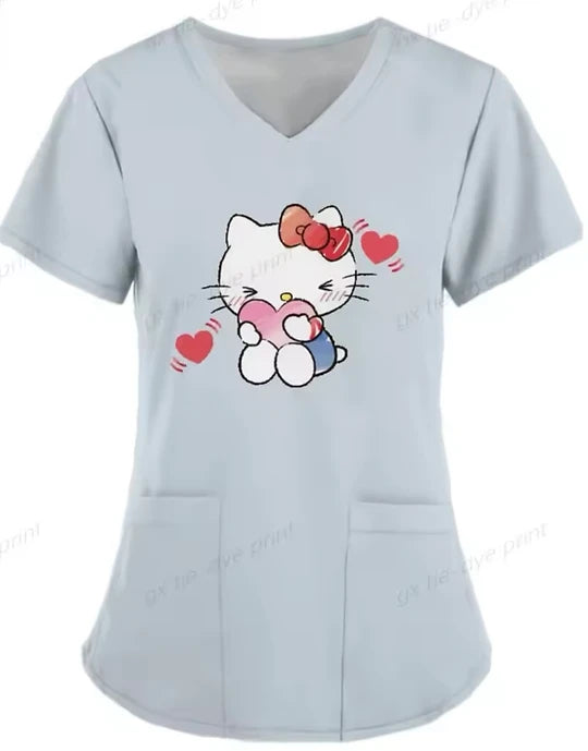Cartoon Color Blocking Hello Kitty Printed