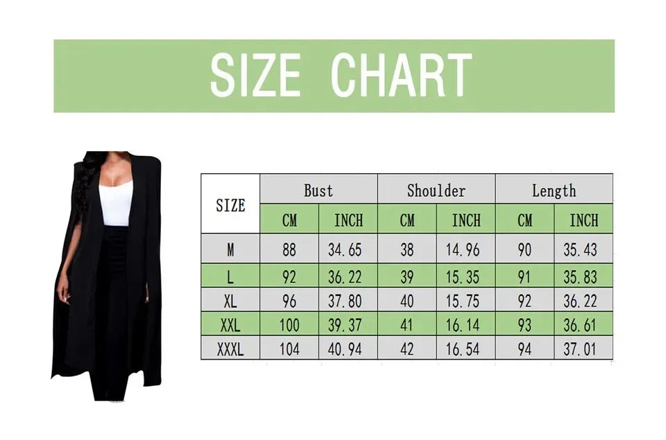 Collar Split Sleeve Cloak Blazer Cape