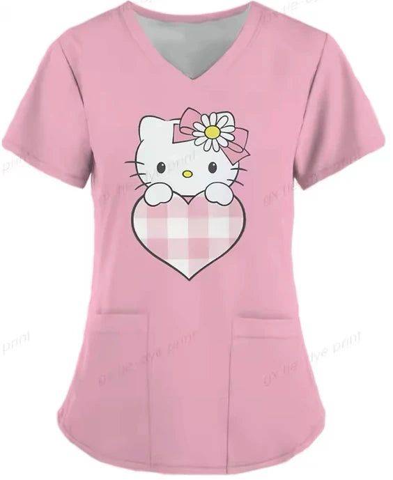 Cartoon Color Blocking Hello Kitty Printed
