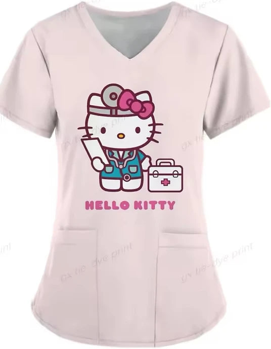 Cartoon Color Blocking Hello Kitty Printed