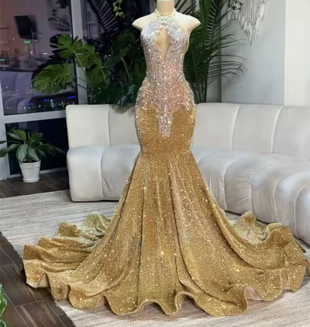 Glitter Gold Prom Dress