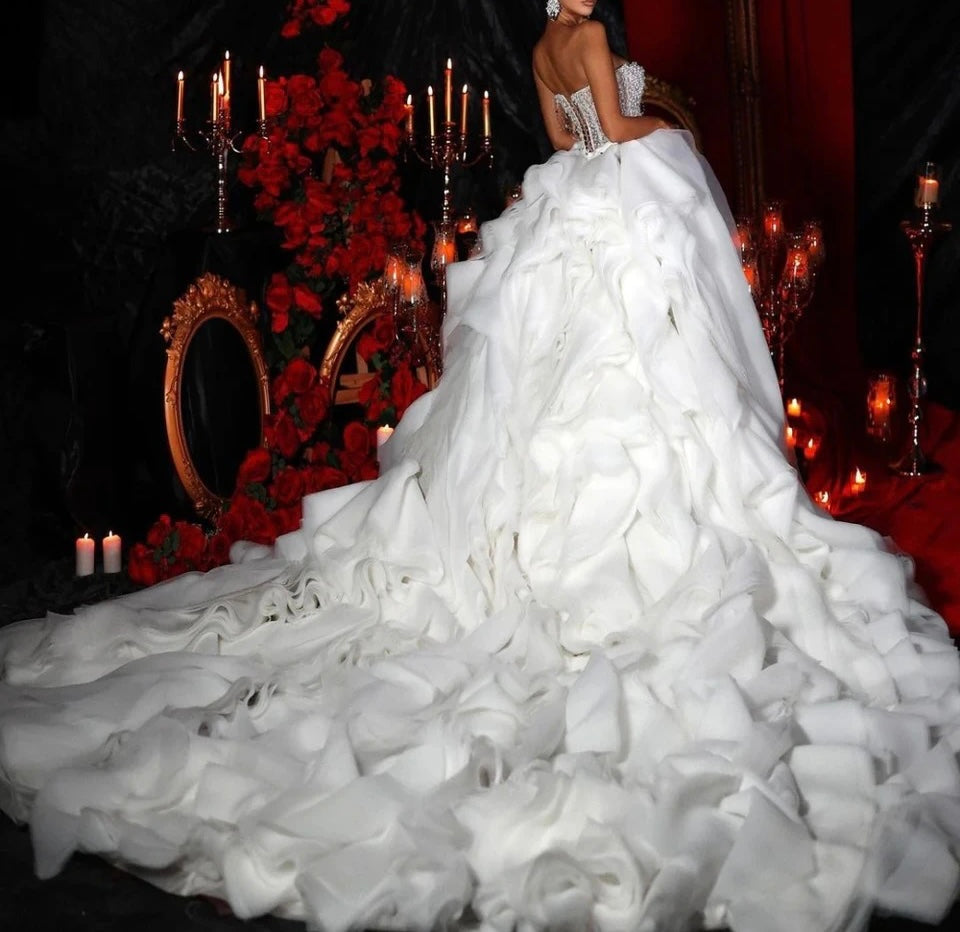 Bridal Dress Sparkly Pearls Wedding Gown Luxury