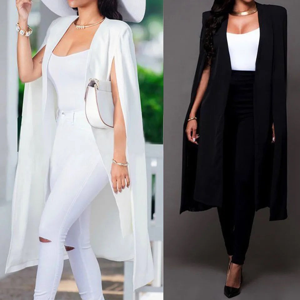 Collar Split Sleeve Cloak Blazer Cape