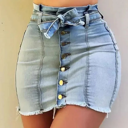 High Waist Elastic Bandage Sexy Denim Mini Skirts