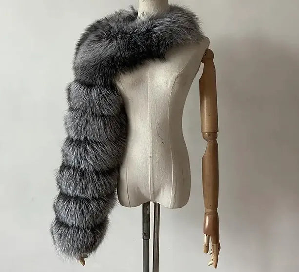 Women Real Raccoon Fur Silver Fox