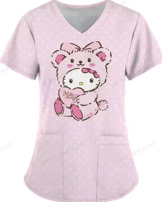 Cartoon Color Blocking Hello Kitty Printed