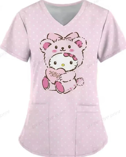 Cartoon Color Blocking Hello Kitty Printed