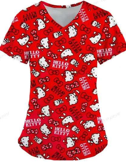 Cartoon Color Blocking Hello Kitty Printed