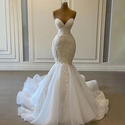 Luxury Wedding Dress Mermaid Beading Appliques