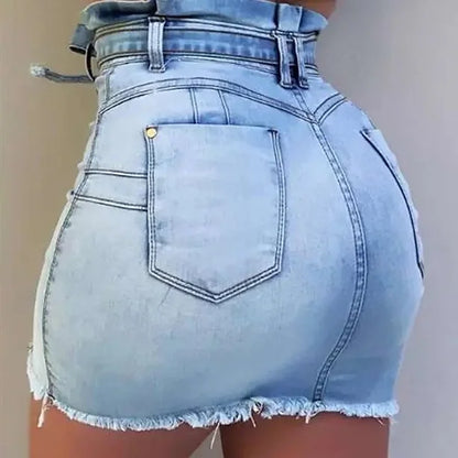 High Waist Elastic Bandage Sexy Denim Mini Skirts