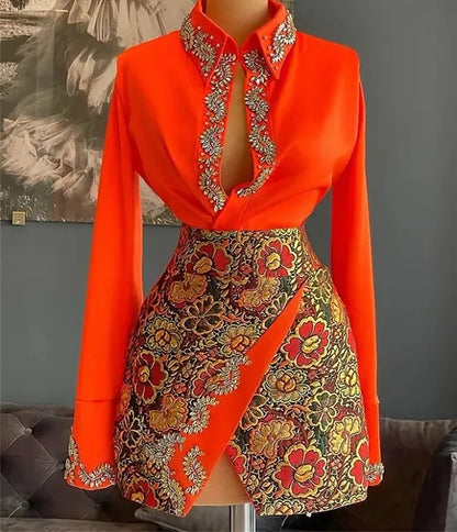 Orange two Piece Set Outing