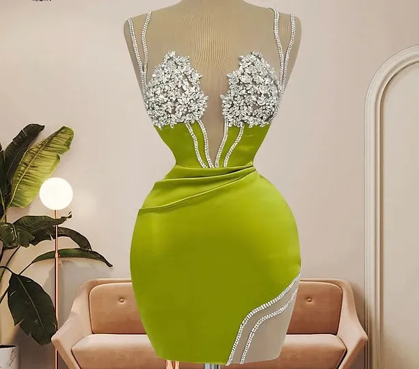 Luxury Lime Short Mermaid Dress