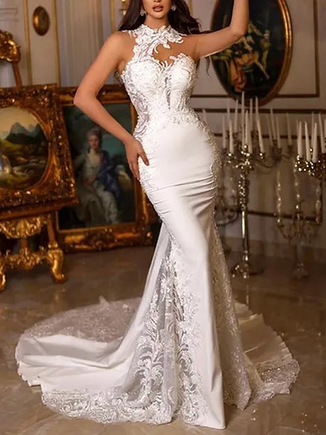 Mermaid Wedding Dress Lace Appiques