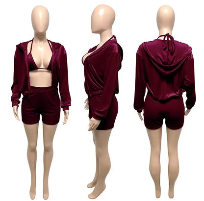 Velvet Tracksuit 3 Piece Set