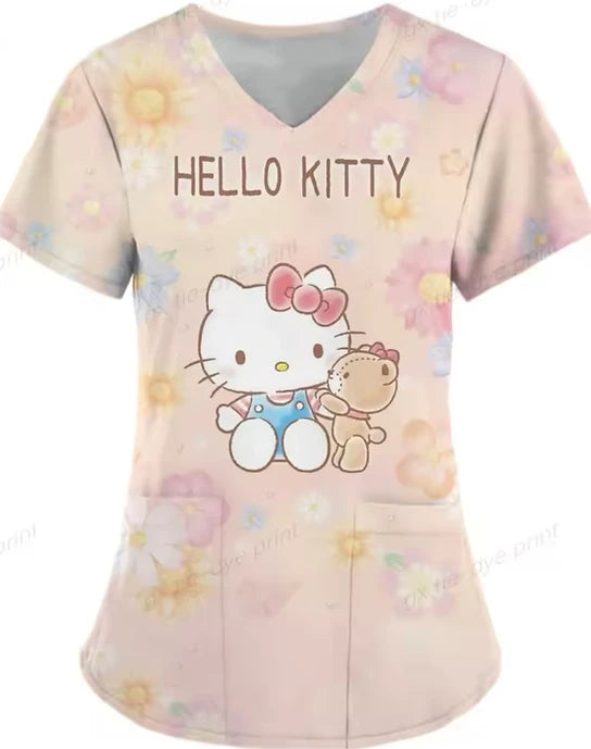 Cartoon Color Blocking Hello Kitty Printed