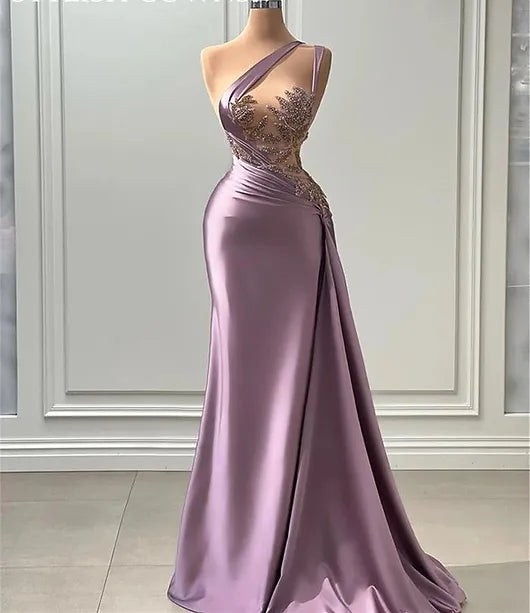 Light Purple Satin Luxury Dress