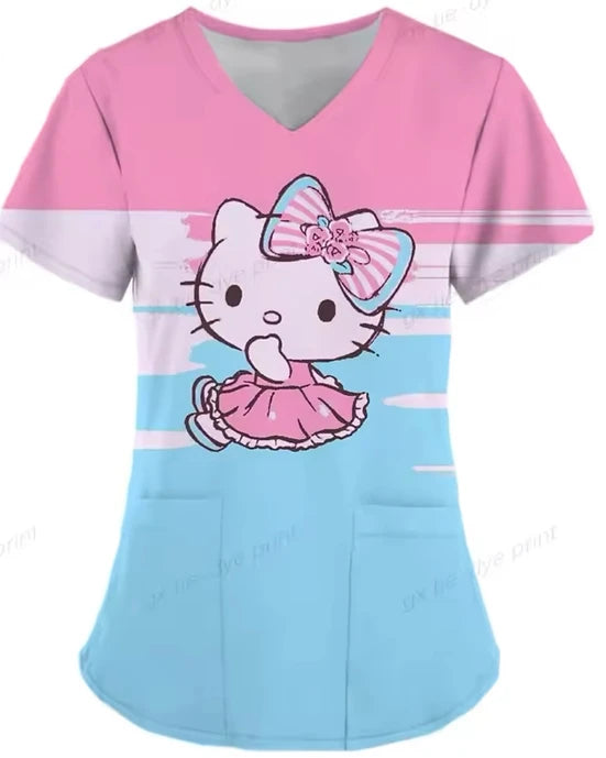 Cartoon Color Blocking Hello Kitty Printed