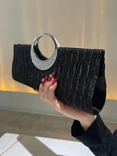 Satin Rhinestone Evening Clutch