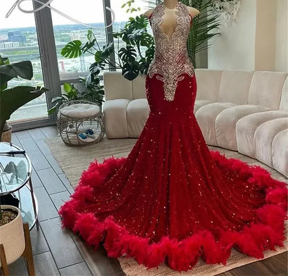 Luxury Red Silver Dress