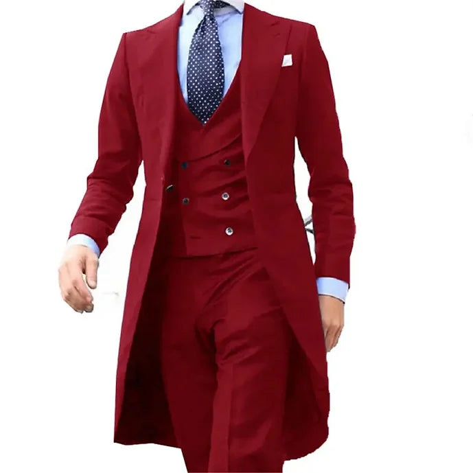 Long Tail Coat 3 Piece Gentleman Man Suit