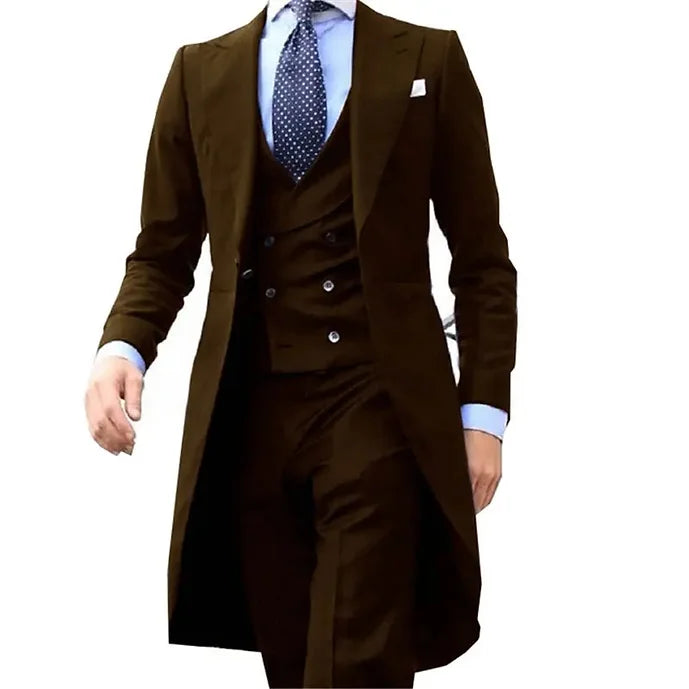 Long Tail Coat 3 Piece Gentleman Man Suit