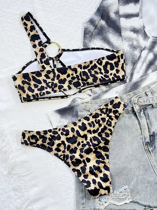 New Women's Bikini Set Leopard Print Swimsuit 2 Pieces Suit