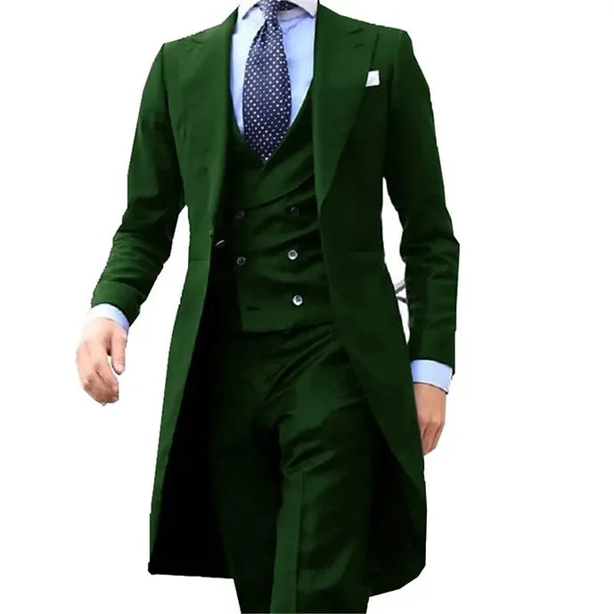 Long Tail Coat 3 Piece Gentleman Man Suit