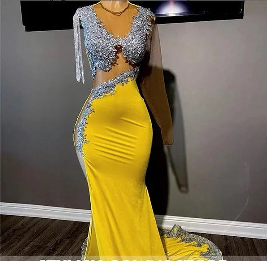 Sexy Yellow Dinner all Purpose Dress