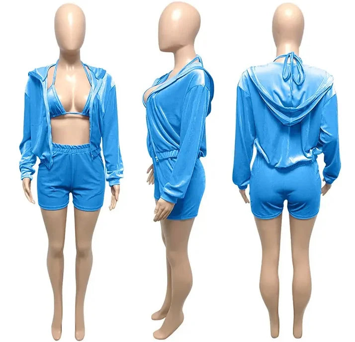 Velvet Tracksuit 3 Piece Set