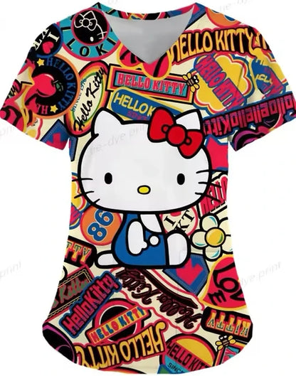 Cartoon Color Blocking Hello Kitty Printed