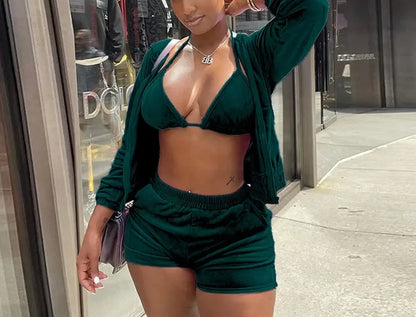 Velvet Tracksuit 3 Piece Set