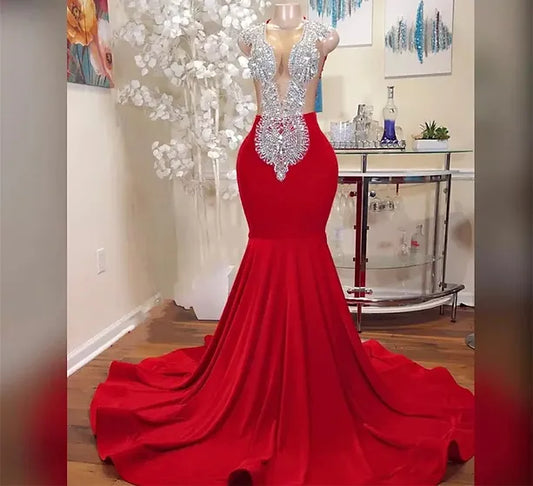 Luxury Red Dress Crystal