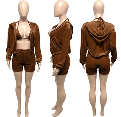 Velvet Tracksuit 3 Piece Set
