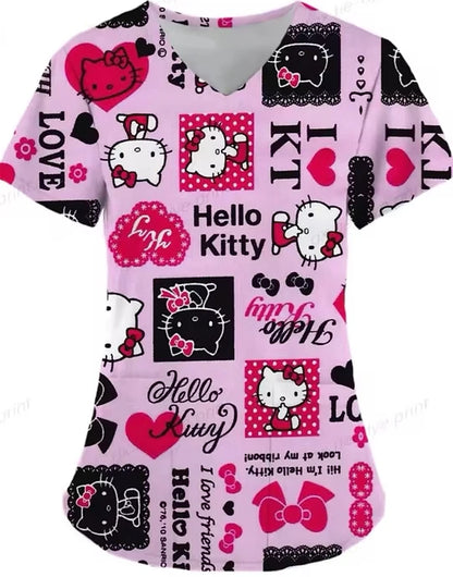 Cartoon Color Blocking Hello Kitty Printed