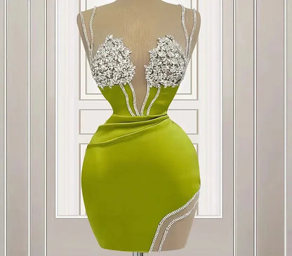 Luxury Lime Short Mermaid Dress