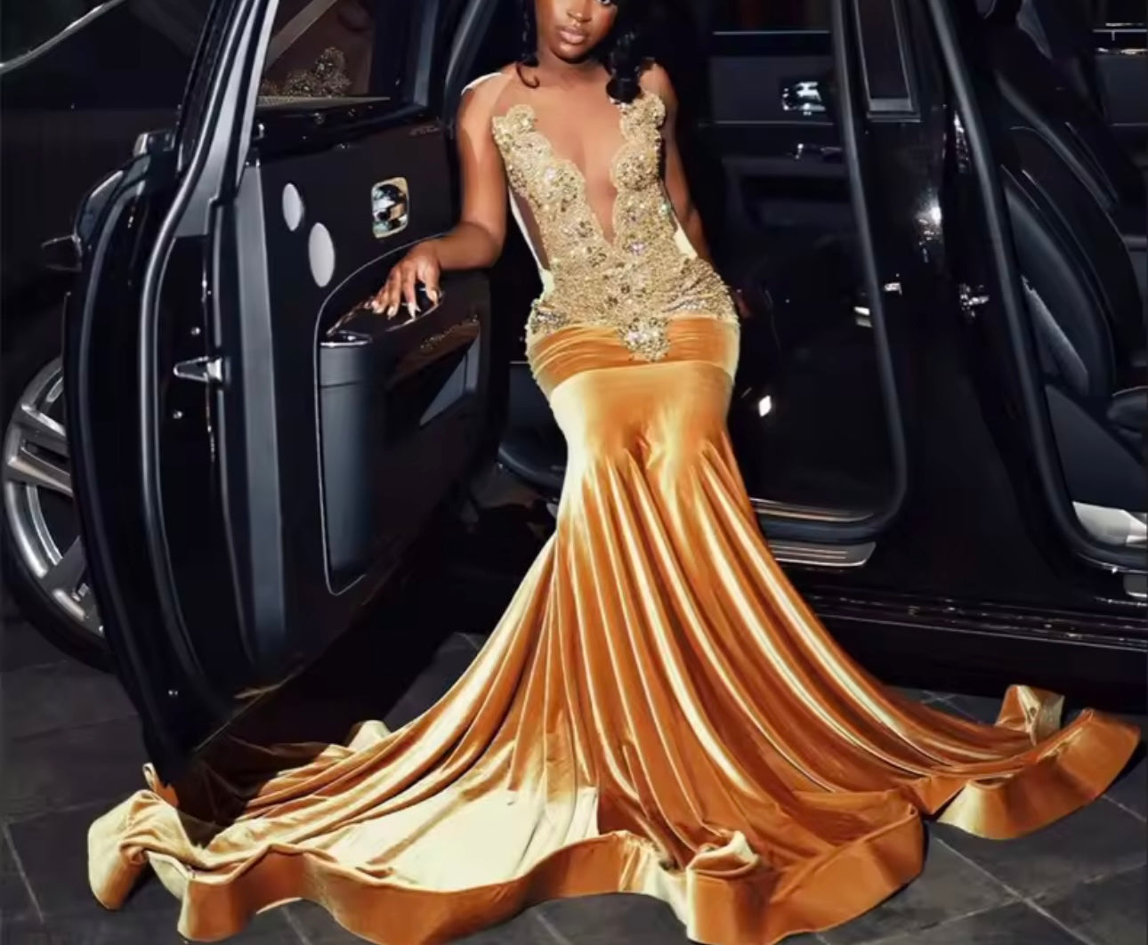 Invisible Gold Prom/Wedding Dress