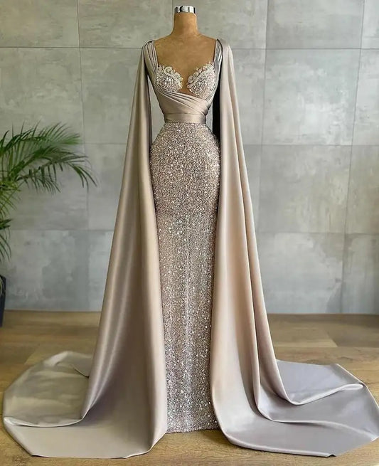 Arabic Glitter Sequins Evening Dresses