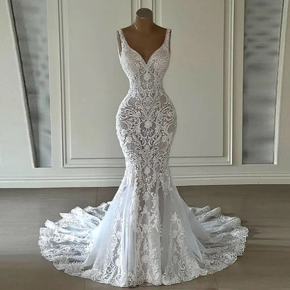 Embroidery Lace Bridal Dresses Real Image